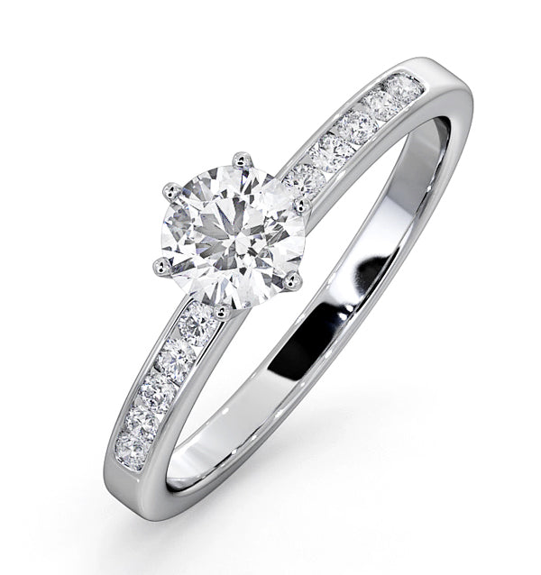 Charlotte Diamond Engagement Side Stone Ring 18KW Gold 0.65CT SI1